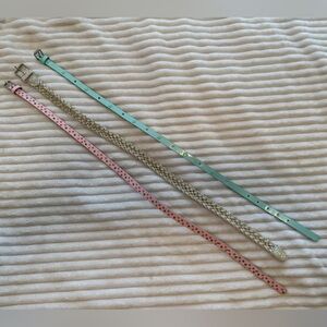 Set of Three Belts - Pink, silver white and light blue